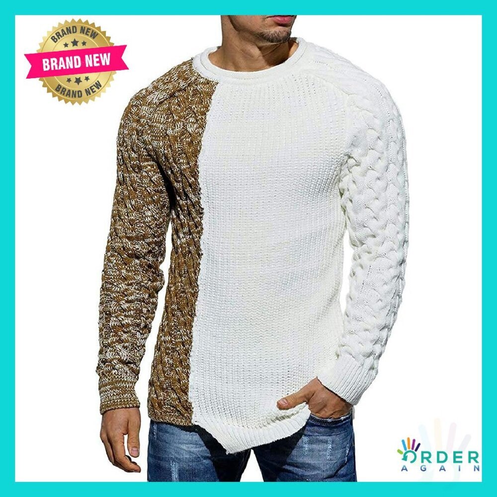 Men's Pullover Sweater Ribbed Knitted Color Block Twisted Long Sleeve Comfort